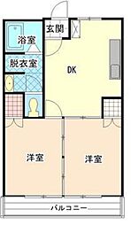 岸本マンション 2DKの間取図画像
