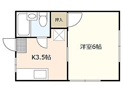 井口ハイツ 1Kの間取図画像