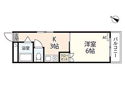 第1パークサイドマンション 1Kの間取図画像