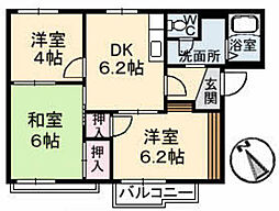 コーポ木谷 3DKの間取図画像