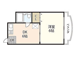 スリーゼ牛田 1DKの間取図画像