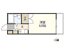リバーハイツ 1Kの間取図画像