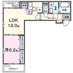 West River II 1LDKの間取図画像