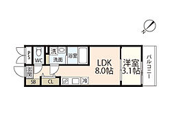 S-MOVE庚午北 302 3階1LDKの間取り