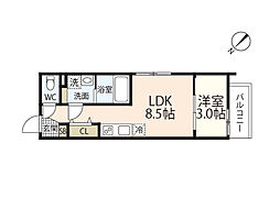S-MOVE庚午北 101 1階1LDKの間取り