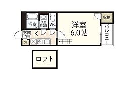 レオネクストグリーンハウス江波 1Kの間取図画像