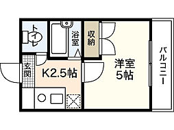 光輝ビル 1Kの間取図画像