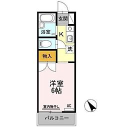 ヴァンセーヌ今村A 1Kの間取図画像