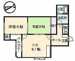 メゾン江波東 2DKの間取図画像
