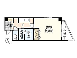 木村マンション 1Kの間取図画像