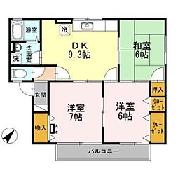 ムーンハイツ 3DKの間取図画像