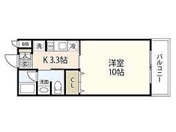 JRBハイツ矢野1番館 1Kの間取図画像