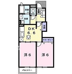 ベルベアーノA 2DKの間取図画像
