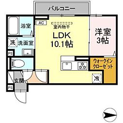 東広島市西条町下見アパート 1LDKの間取図画像