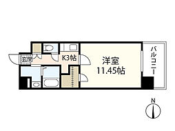 ロアール並木通り 1Kの間取図画像