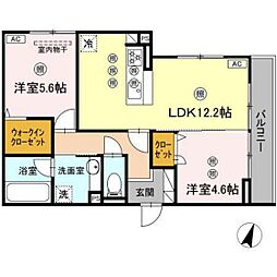 ミルフォード皆実町 2LDKの間取図画像