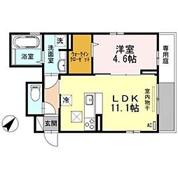 フォレストハイム矢賀 1LDKの間取図画像