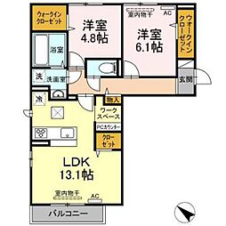 メゾン・ド・ラ・グラース 2LDKの間取図画像