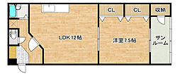FORWEST千同 1LDKの間取図画像