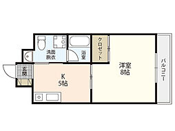 ステージT3 1DKの間取図画像