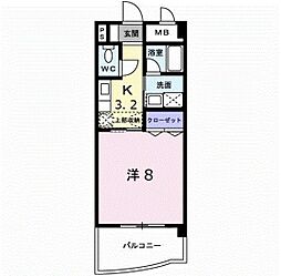 カーサデナカスジ 1Kの間取図画像