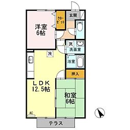 ルミエール中迫 2LDKの間取図画像