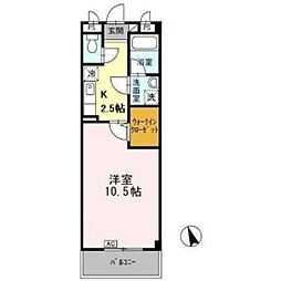 オリエンタルコート 1Kの間取図画像