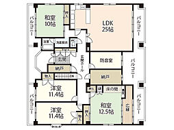 重森ビルA 4SLDKの間取図画像