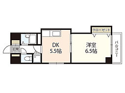 ランドマーク金屋町 1DKの間取図画像