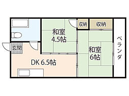 シャトー舟入 2DKの間取図画像