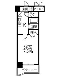 センチュリー曙1 1Kの間取図画像