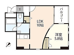 ジュネス翠町 1LDKの間取図画像