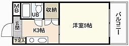 第5若宮ビル 1Kの間取図画像