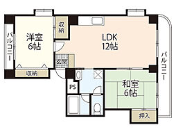 福地産業加古町ビル 2LDKの間取図画像