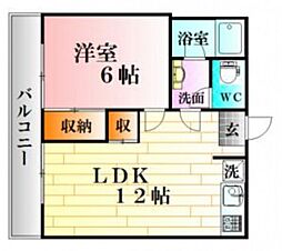第2中村ビル 2DKの間取図画像