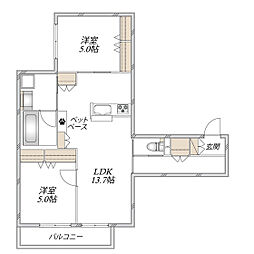 Wisteria court 2LDKの間取図画像