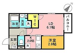 月光矢野西 1LDKの間取図画像