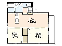 パインコート北大河 2LDKの間取図画像