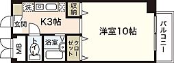 サンスペアリアビル 1Kの間取図画像