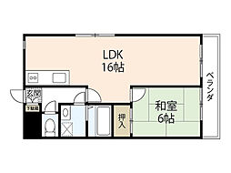 リバーサイド高橋 1LDKの間取図画像