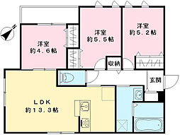 アリス桃山 3LDKの間取図画像