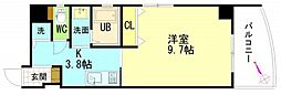 エルク中央 1Kの間取図画像