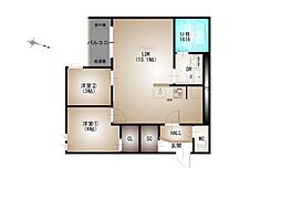 安芸郡坂町坂西1丁目アパート 2LDKの間取図画像