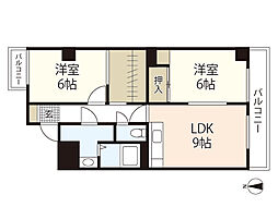 リョーワ昭和町ビル 2LDKの間取図画像
