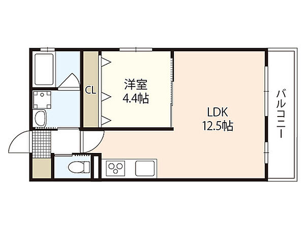 ラ・ローザII ｜広島県広島市中区住吉町(賃貸マンション1LDK・3階・37.72㎡)の写真 その2