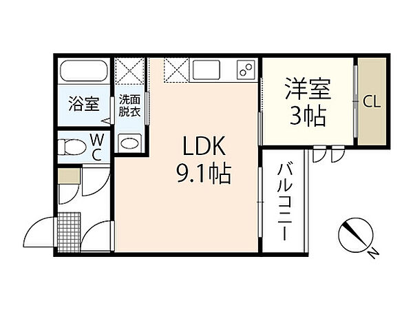 広島県広島市西区庚午北1丁目(賃貸アパート1LDK・3階・30.58㎡)の写真 その2