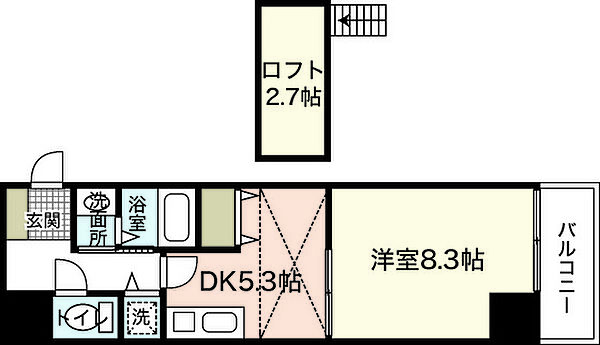 グラビスコート紙屋町 ｜広島県広島市中区大手町2丁目(賃貸マンション1DK・9階・34.33㎡)の写真 その2