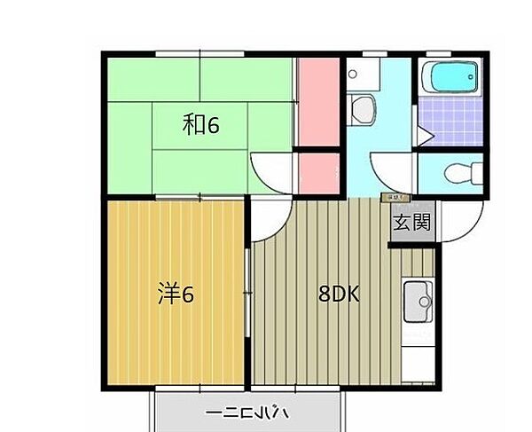 ウインドシティ府中Ａ ｜広島県安芸郡府中町宮の町1丁目(賃貸アパート2DK・1階・45.42㎡)の写真 その2