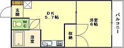 メゾンドール白島 1DKの間取図画像