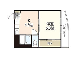 高津ビル 1Kの間取図画像